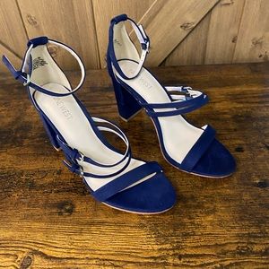 Navy blue block heel